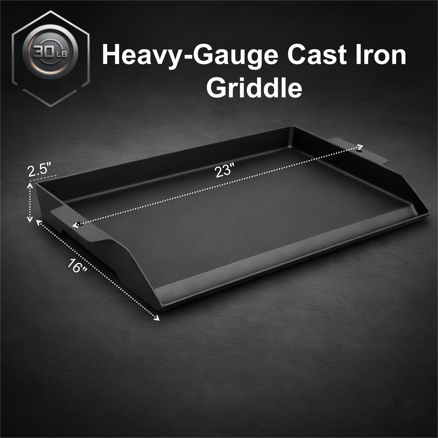 Updated Cast Iron Griddle for Gas Grill, 23" x 16" Large Matte Porcelain Enamel Griddle for Gas & Charcoal Grills, Universal Flat Top Plate with Extra High Sidewalls for Camping, Tailgating, Parties