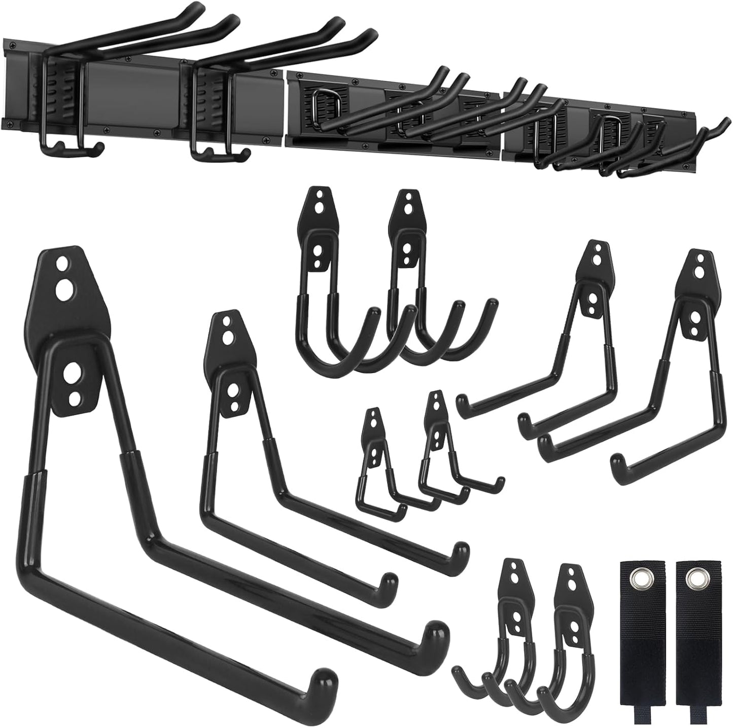 PIYILO Garden Tool Organizer - 48-Inch Heavy Duty Wall Storage Rack with 18 Garage Hooks for Yard Tools