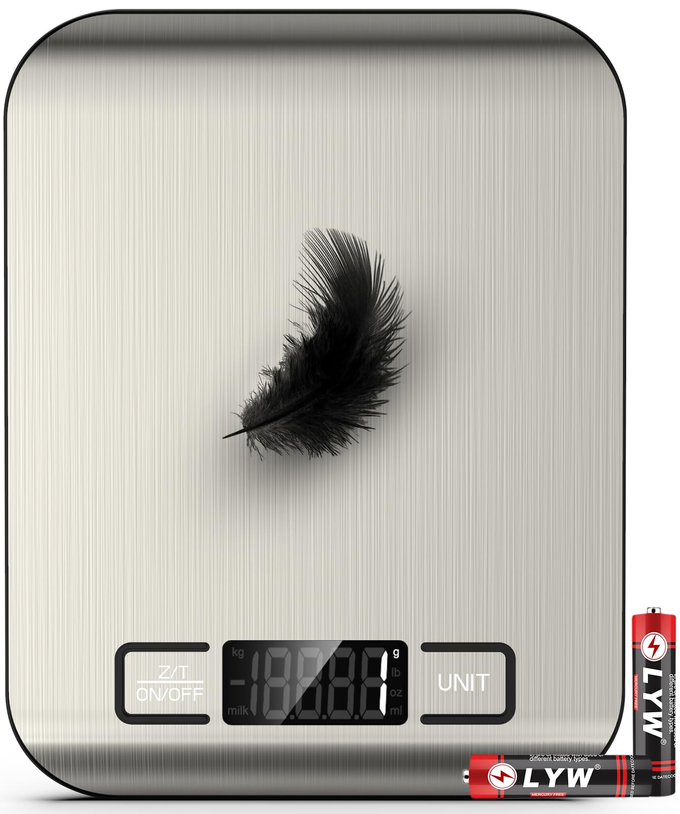 Mik-Nana Food Scale, 22lb Digital Kitchen Scale Weight Grams and Ounces for Baking Cooking Coffee Package Postage, 6 Units with Tare Function, LCD Display, Easy Clean Stainless Steel