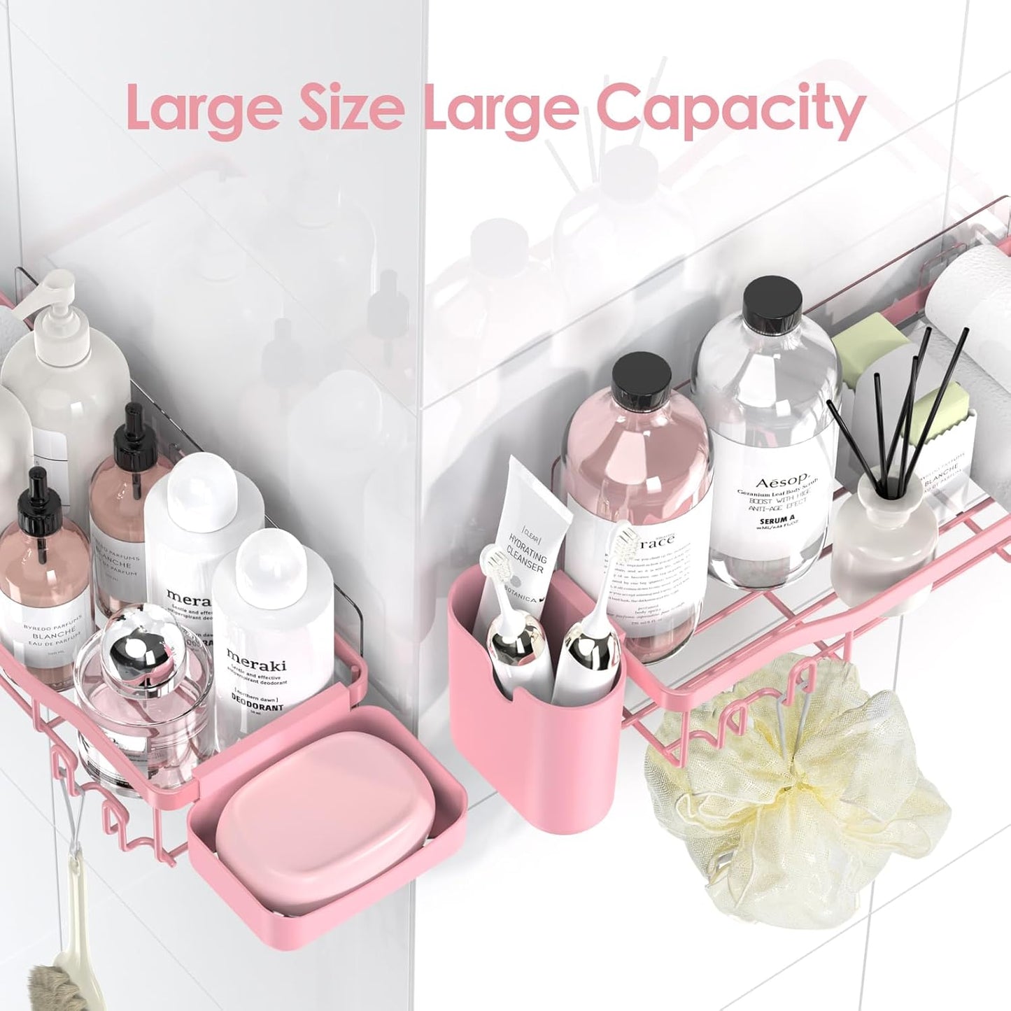 NESOMI Shower Caddy - Rustproof Stainless Steel Organizer with Large Capacity | 7-Pack No-Drill Storage Solutions