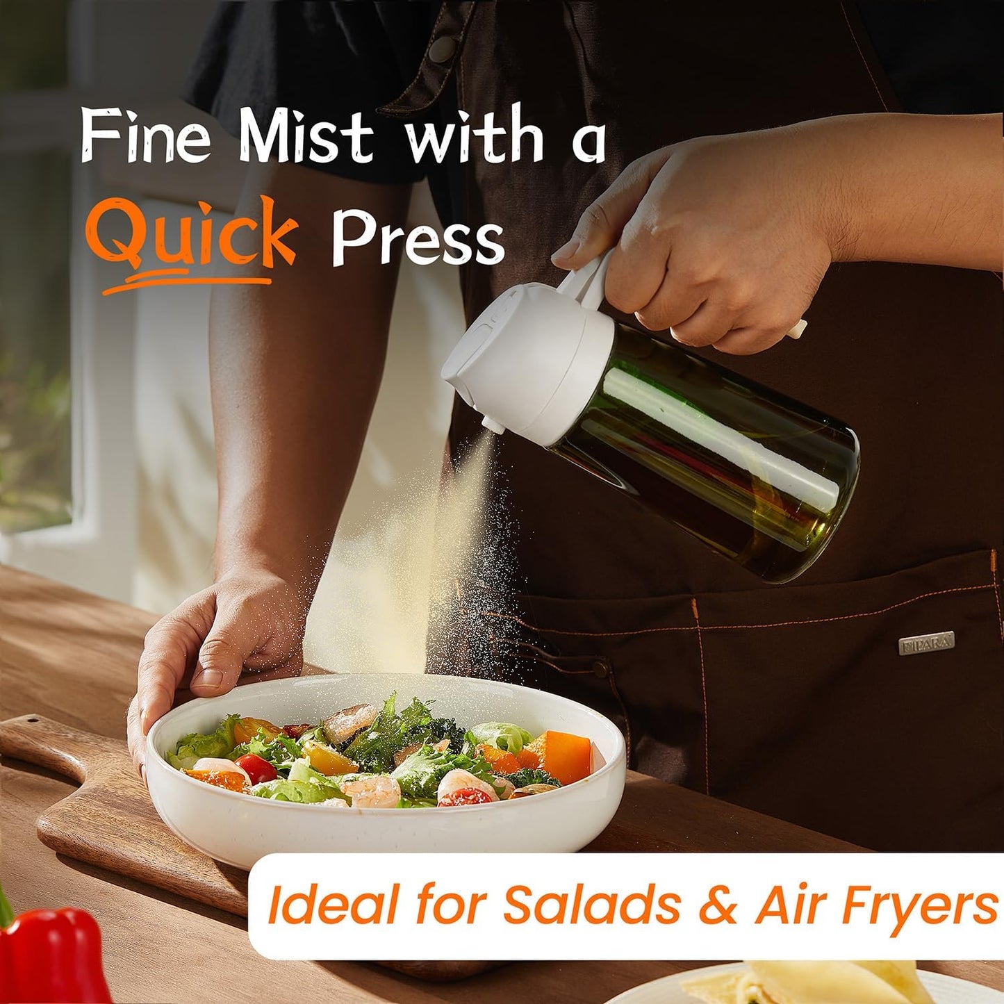 TrendPlain - 16oz Olive Oil Dispenser Bottle | Kitchen Gadget & Air Fryer Accessory - White