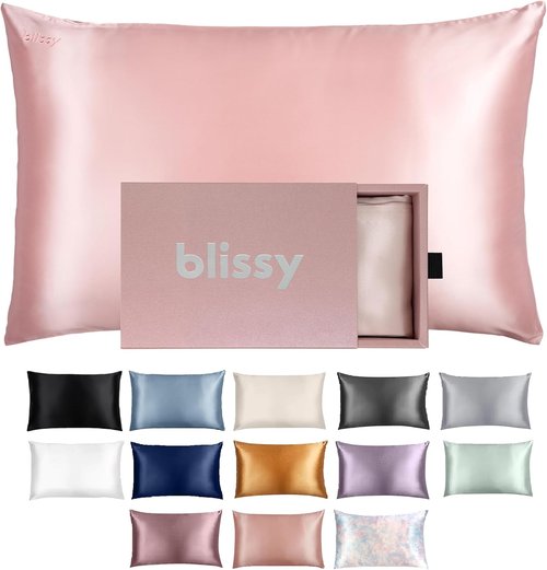 Blissy Silk Pillowcase | 100% Pure Mulberry Silk - 22 Momme for Luxurious Hair & Skin Care - Queen & King Sizes (Blush)