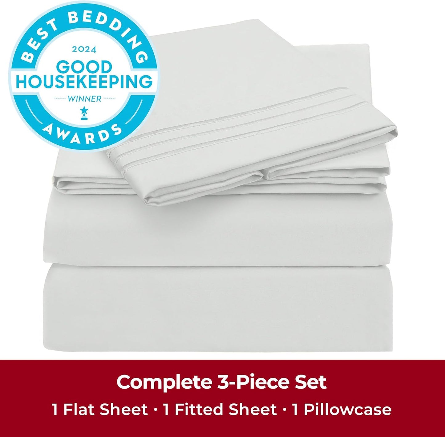Mellanni Twin XL Sheets Set - 3 PC Hotel Luxury Bedding - Extra Soft, Cooling, Wrinkle-Resistant | Ivory