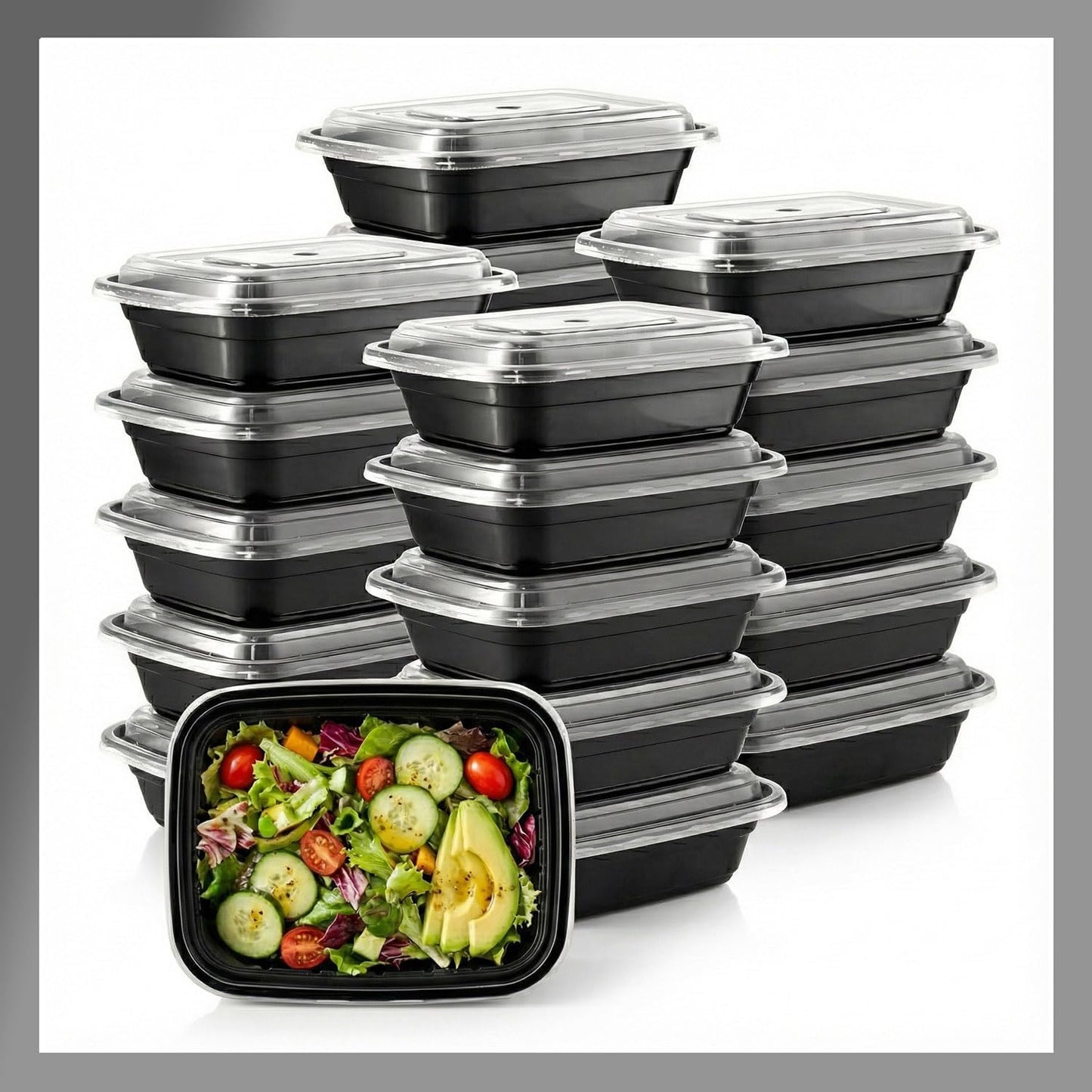 Skiennix Meal Prep Containers - 10 Set | 16 oz, Stackable, Leakproof & Reusable for Food Storage