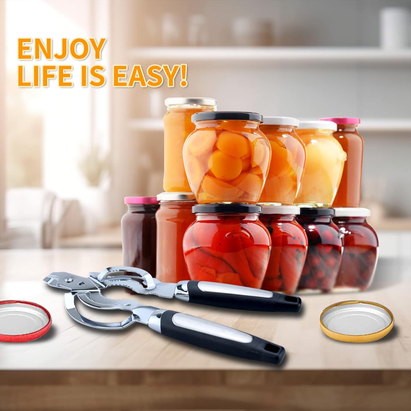 Skiennix Multi Jar Opener - Stainless Steel Tool for Weak Hands & Seniors | Easy Grip Design