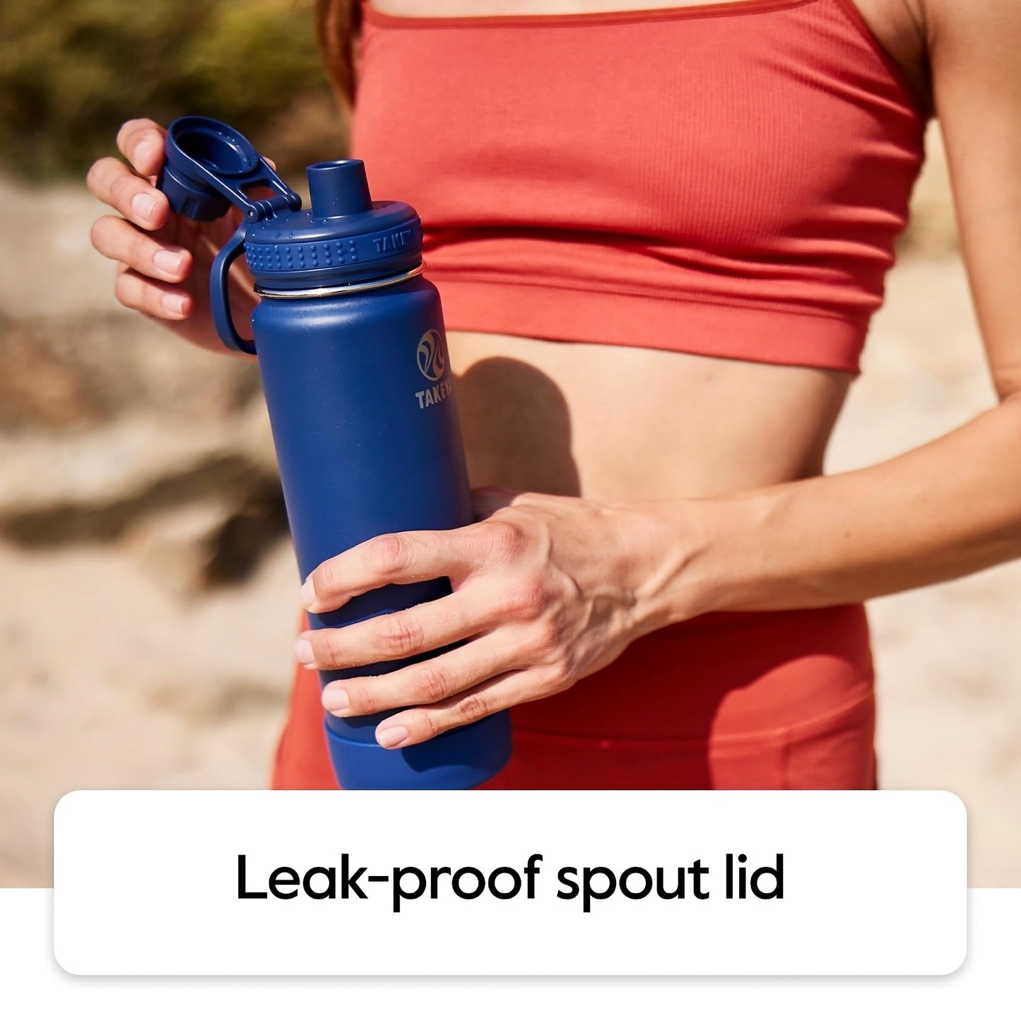 Takeya Actives Stainless Steel Water Bottle, Insulated Spout Lid, Keeps Drinks Cold 24 Hrs, Leakproof, Durable, Dishwasher Safe, Ideal for Gym, Travel, Fits Most Cup Holders, 18 oz/Midnight Blue