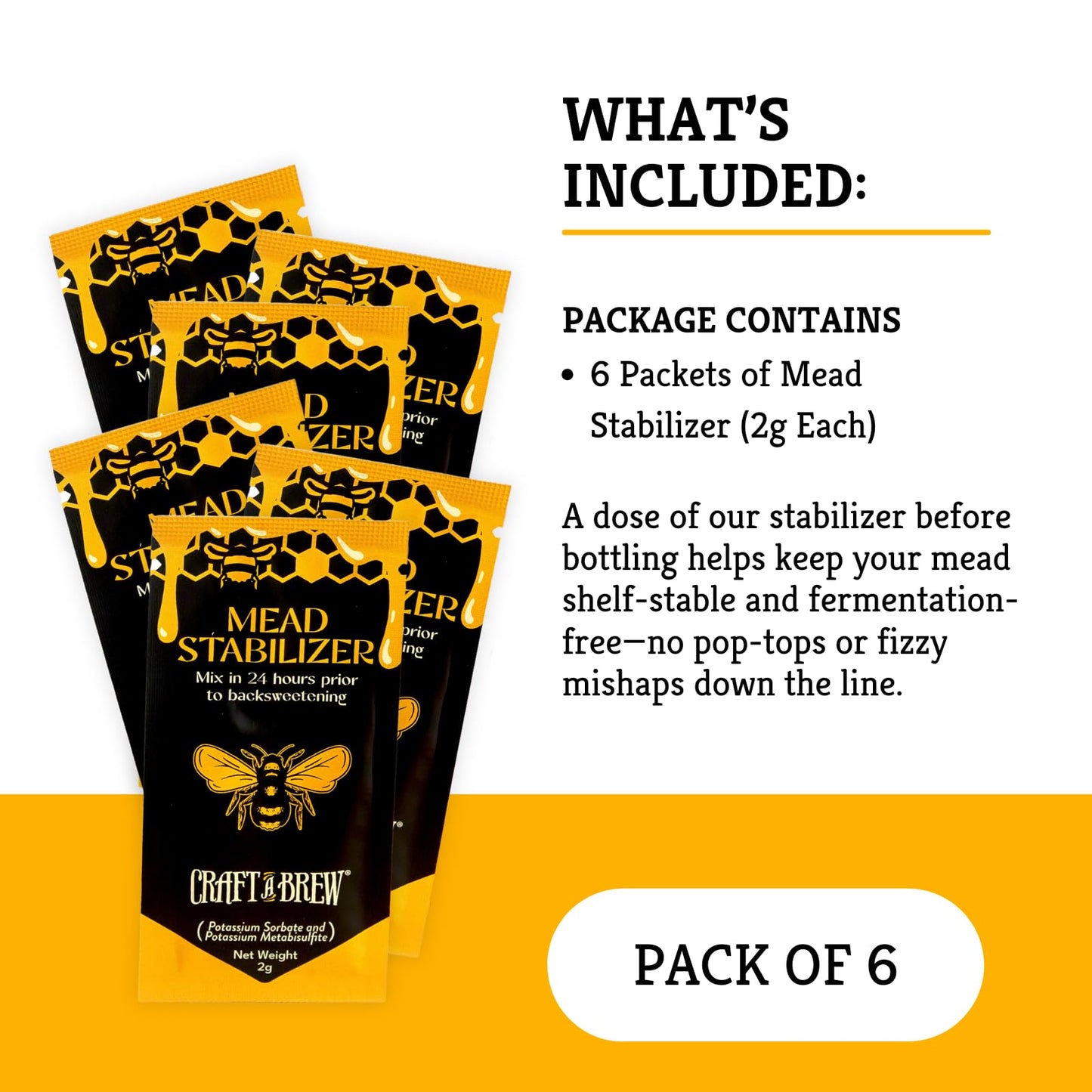 Craft A Brew - Mead Stabilizer - Potassium Sorbate & Potassium Metabisulfite - For At-Home Brewing