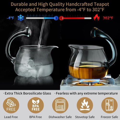 DOPUDO Magnetic Glass Teapot Tea Pot With Magnetic Ball, 12 OZ Drip-Teapot With Infuser, Kungfu Tea Set, Semi-Automatic Glass Turkish Tea Set 350ML.