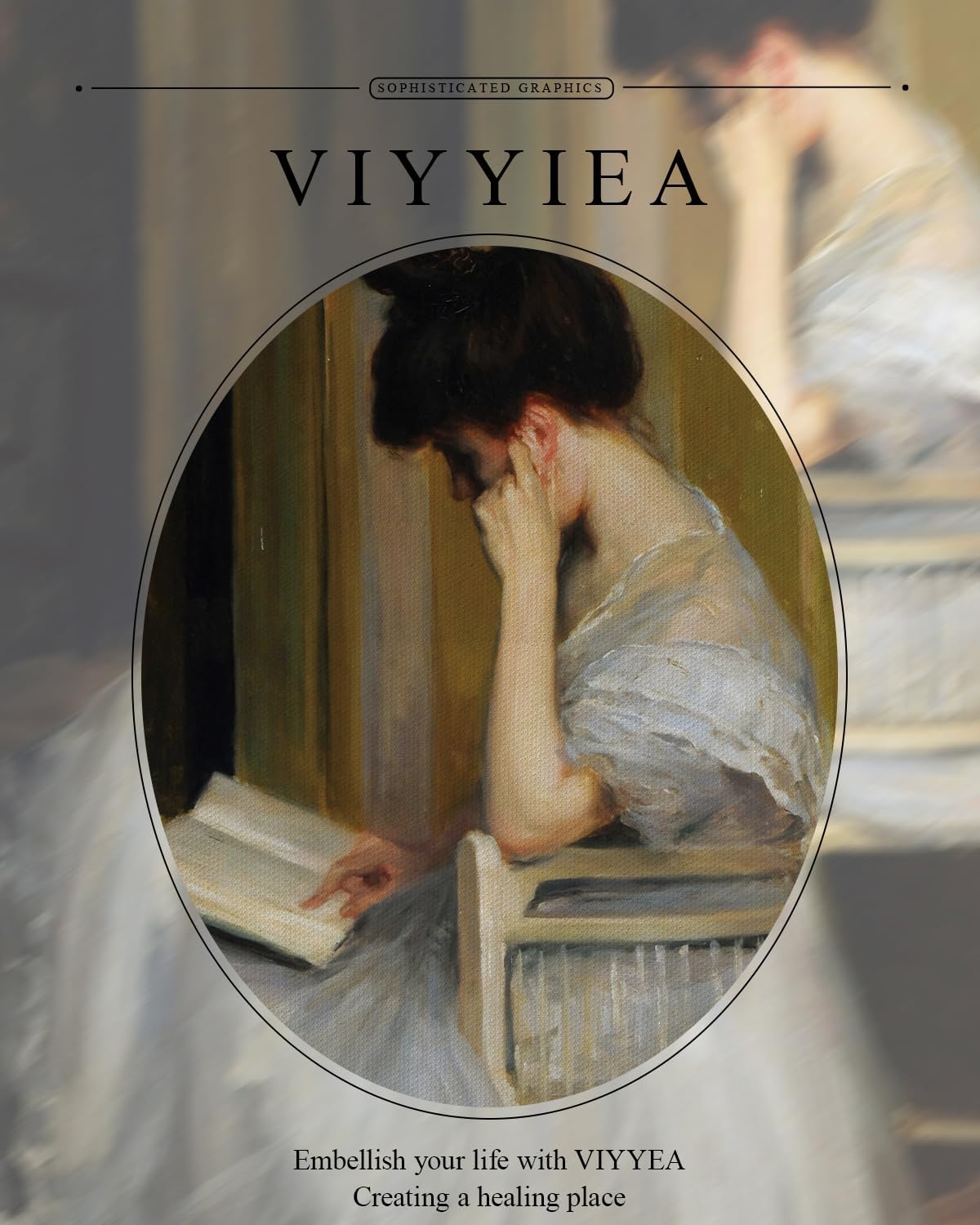 VIYYIEA Gold Framed Wall Art - Elegant Canvas Print for Home Decor | 11x14in, White