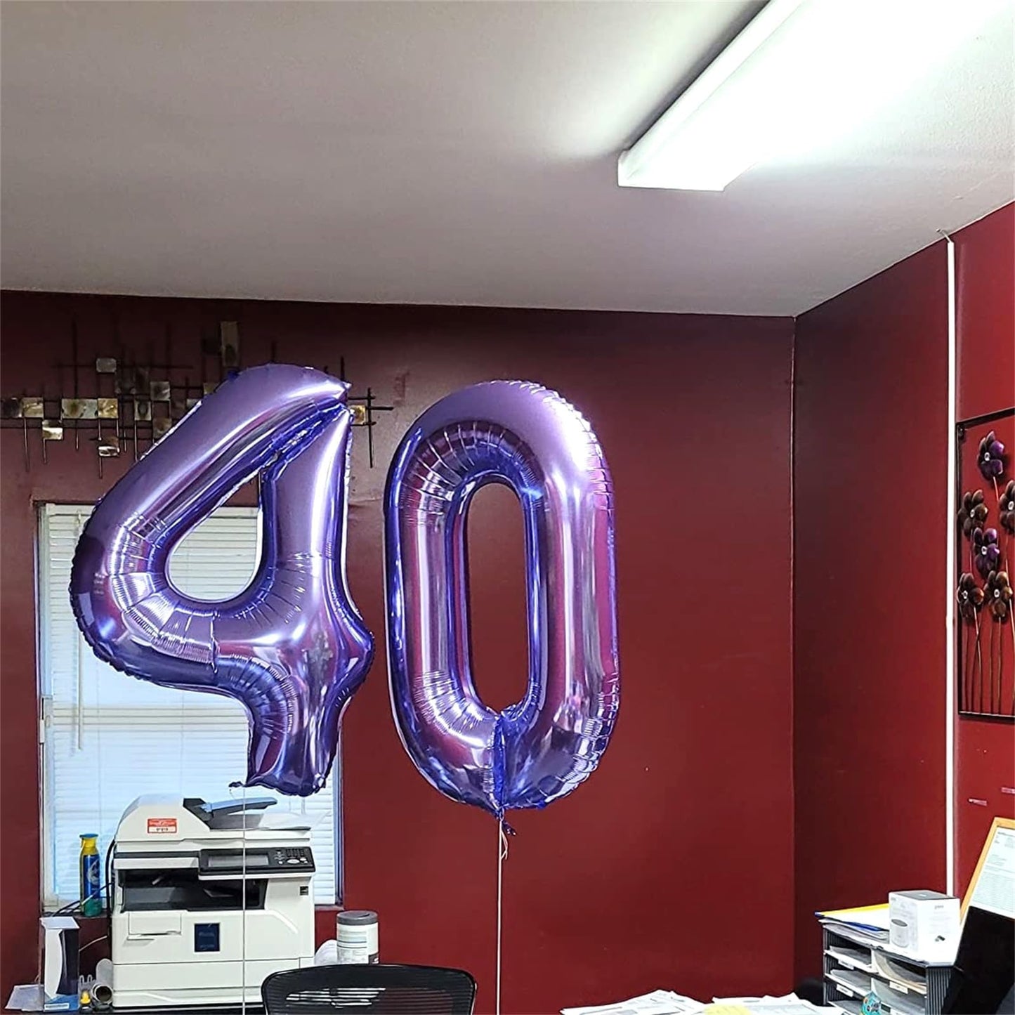 Purple Number 40 Birthday Balloons, 40 Inch Large Purple Mylar Foil Number 4 and 0 Balloons for Women, 40th Birthday Balloons for 40 Year Old Birthday Anniversary Party Decorations Supplies