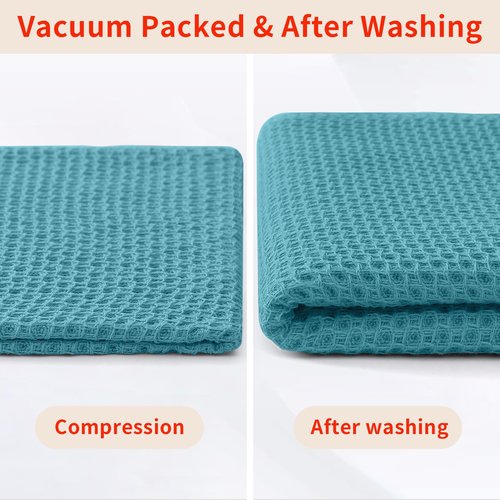 Homaxy 100% Cotton Waffle Weave Kitchen Dish Cloths, Ultra Soft Absorbent Quick Drying Dish Towels, 12 x 12 Inches, 6-Pack, Lake Blue