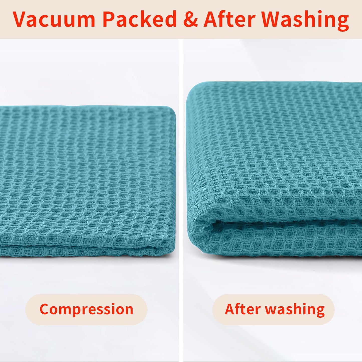 Homaxy 100% Cotton Waffle Weave Kitchen Dish Cloths, Ultra Soft Absorbent Quick Drying Dish Towels, 12 x 12 Inches, 12-Pack, Lake Blue