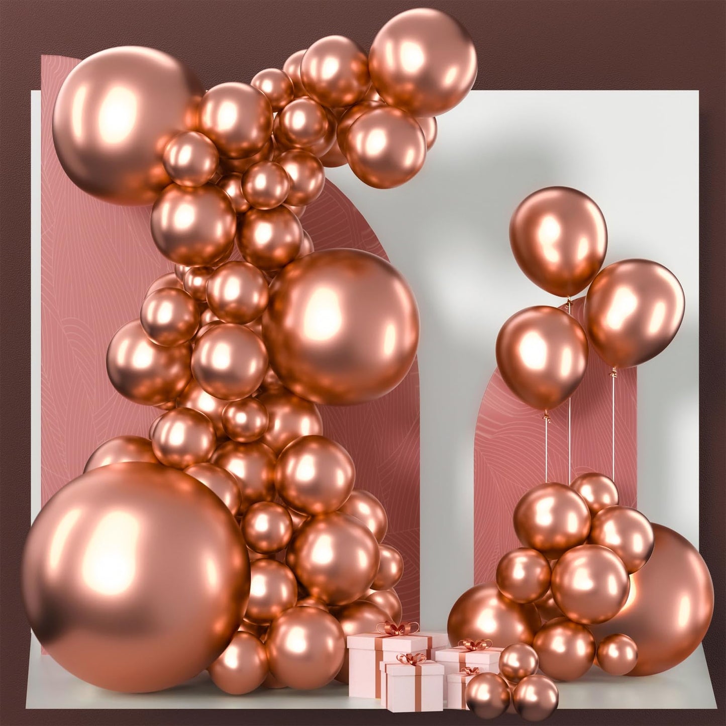 PartyWoo Rose Gold Balloons 100 pcs Different Sizes of 36 18 12 10 5 Inch Gold Balloon Arch Kit Garland for Birthday Graduation Bachelorette Bridal Shower Wedding Party Decorations Rose Gold-G107