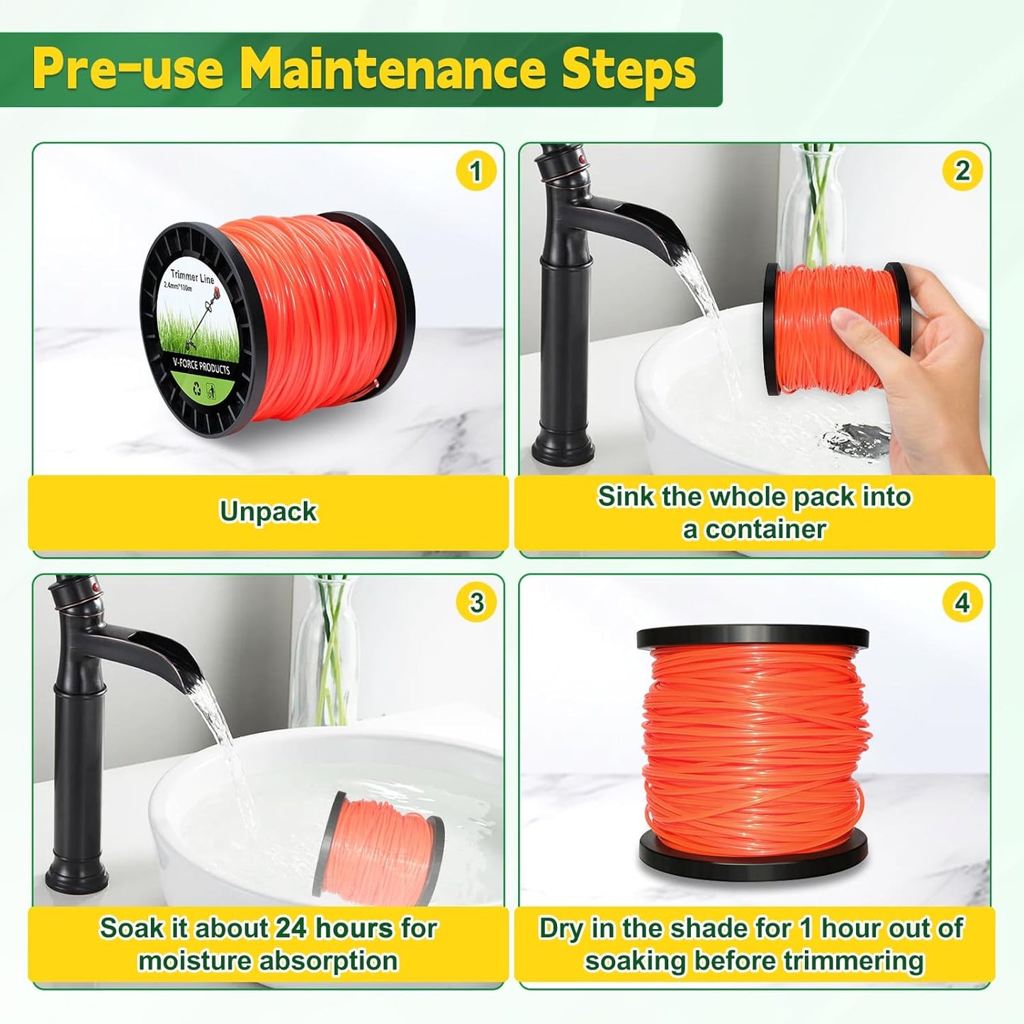 UCINNOVATE String Trimmer Line - Heavy Duty 0.095" Nylon Weed Eater String, 100m Orange Spool
