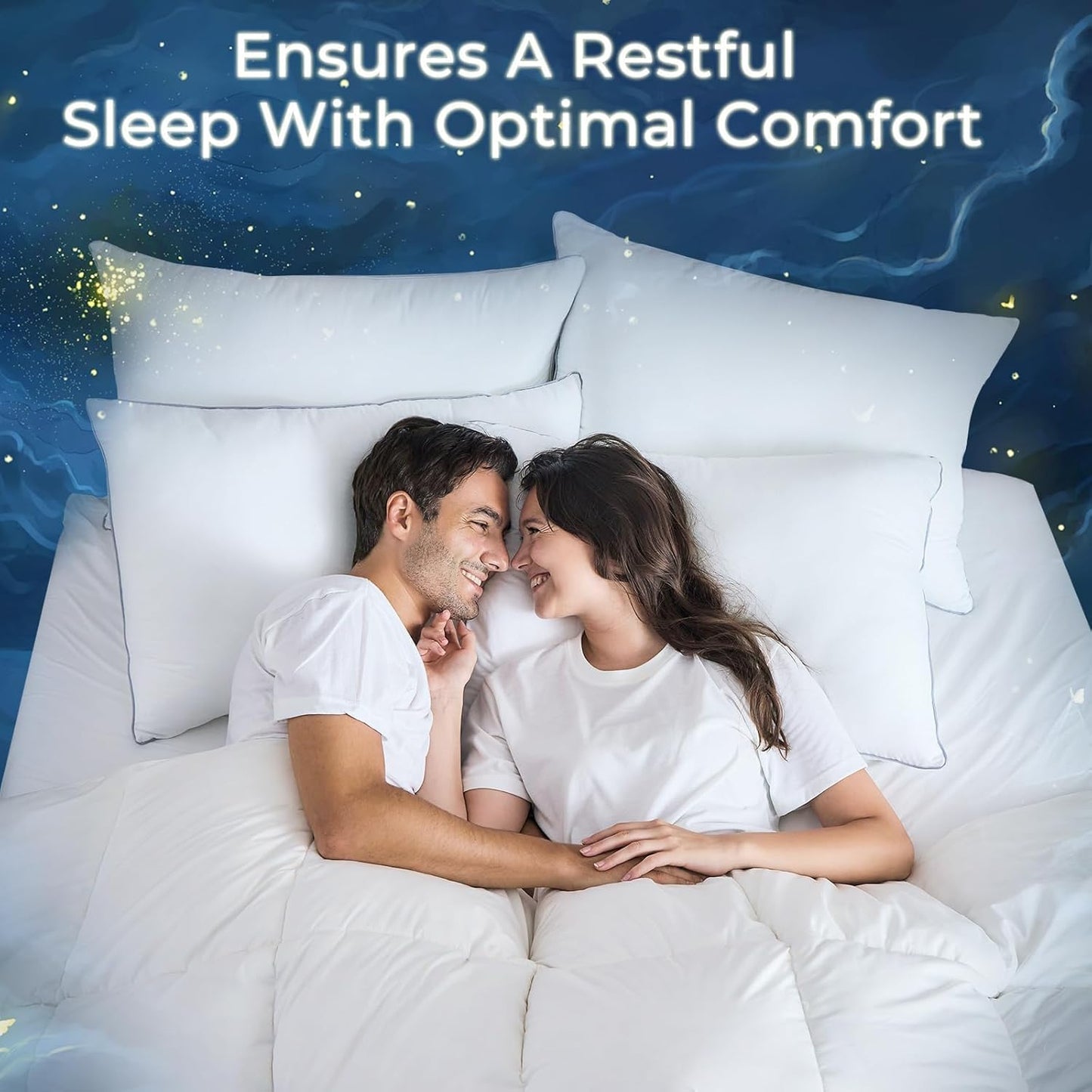 Sasttie King Size Pillows - Set of 4 Supportive Down Alternative for All Sleep Positions | Oeko-Tex Certified, Machine Washable