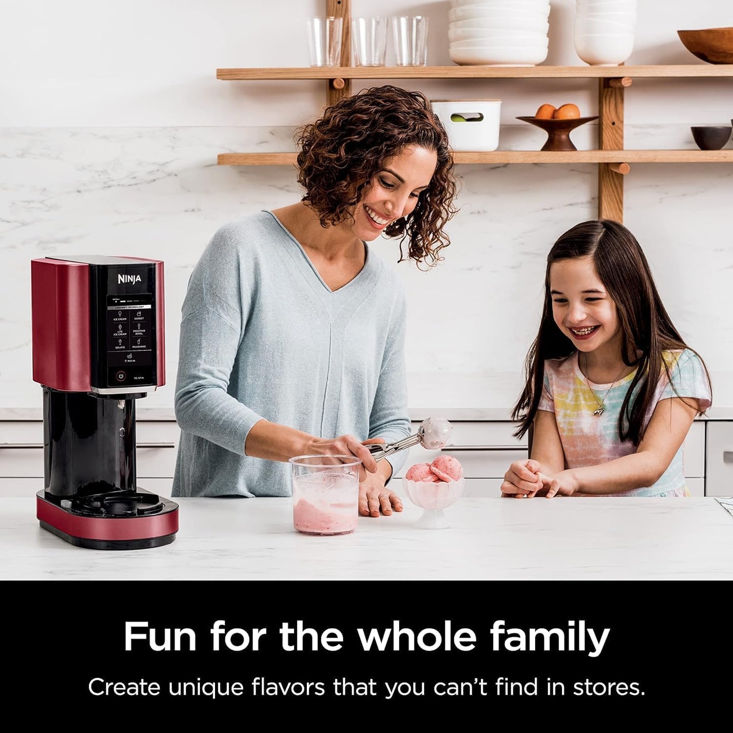 Ninja NC301 CREAMi Ice Cream Maker - 7 One-Touch Programs for Gelato, Milkshake & Sorbet - Red