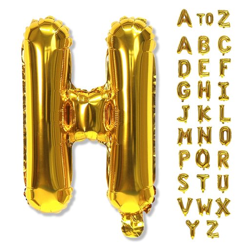 Giant H Alphabet Balloon Letters, Gold Self Inflating Custom Letter Balloons Birthday Decor, 40 Inch Helium Mylar Foil Name Word Balloons for Girls Men Anniversary Party Graduation Decoration Supplies