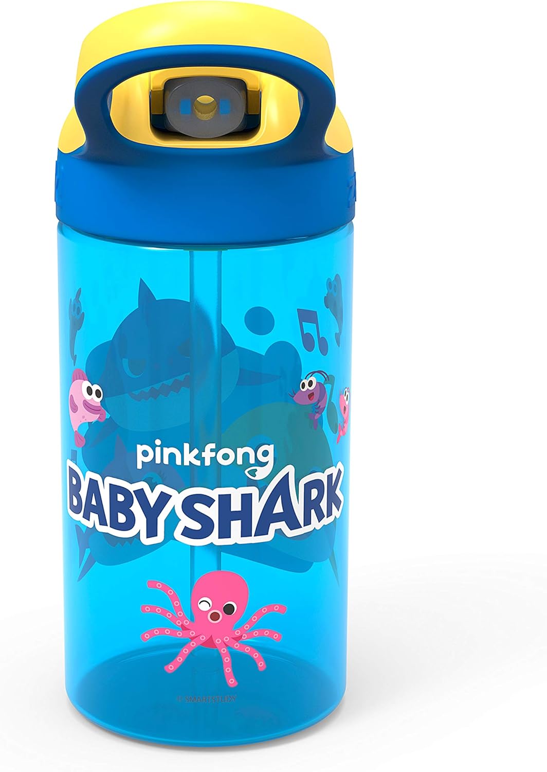 Zak Designs Baby Shark Water Bottle - Durable, Leak-Proof Design with Straw & Carrying Loop | 16 oz