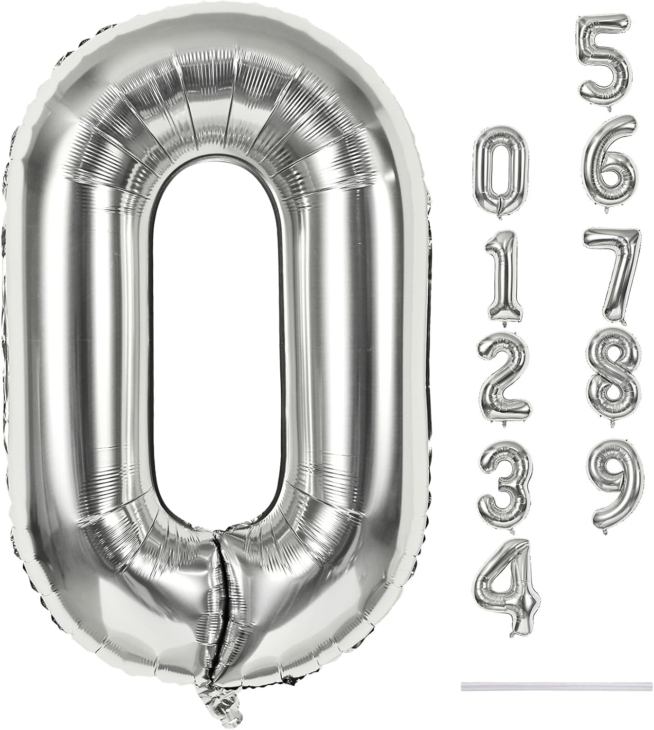 Skiennix 40-Inch Silver Foil Number 0 Balloon - Giant Self-Inflating Helium Decoration for Parties