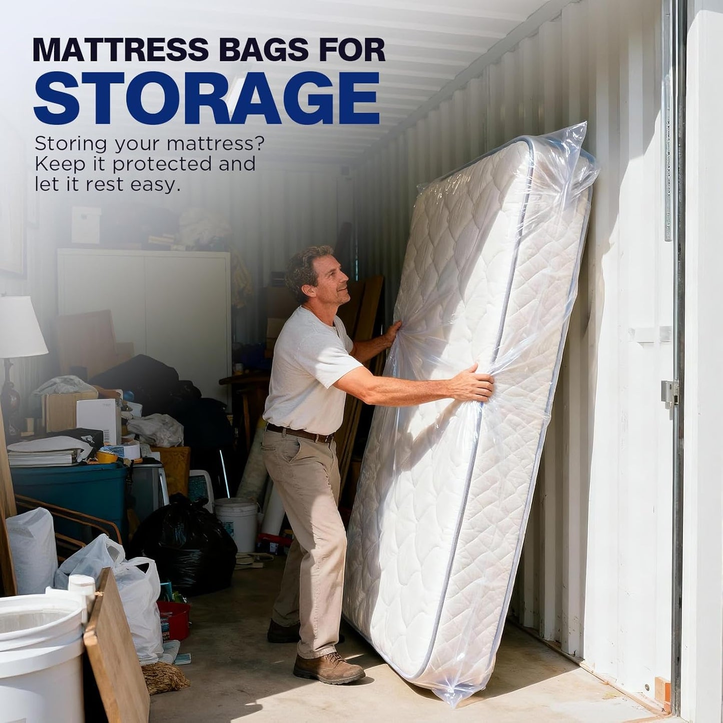 Mattress Bags - 2 Pack Heavy Duty Waterproof & Tear-Resistant Covers for King/Queen Size - 107” x 78” x 14”