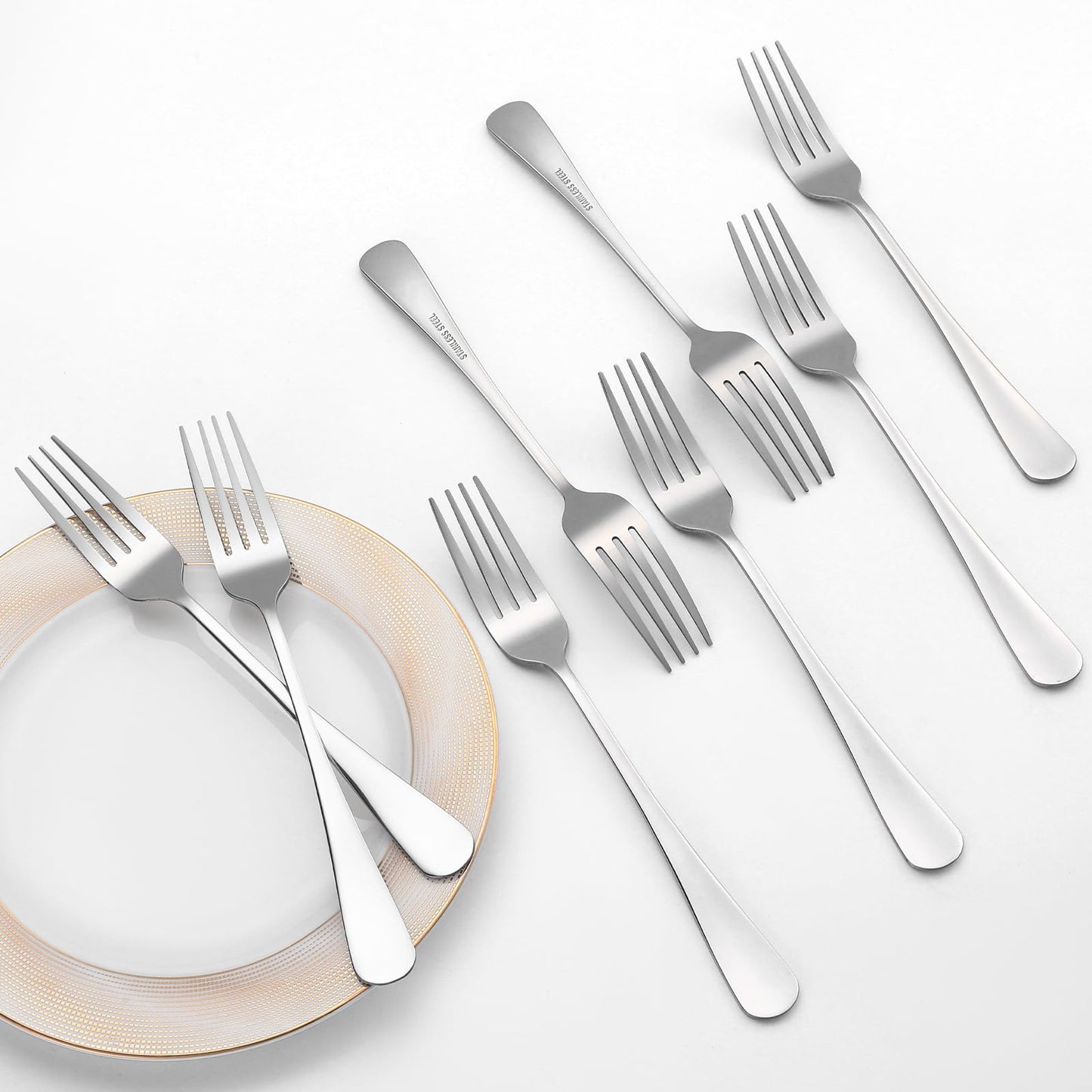 8 Pcs Dinner Forks Set, Food Grade Stainless Steel Forks Silverware, Metal Fork, Flatware Fork for Home, Kitchen or Restaurant, Mirror Polished, Dishwasher Safe, 8 Inches