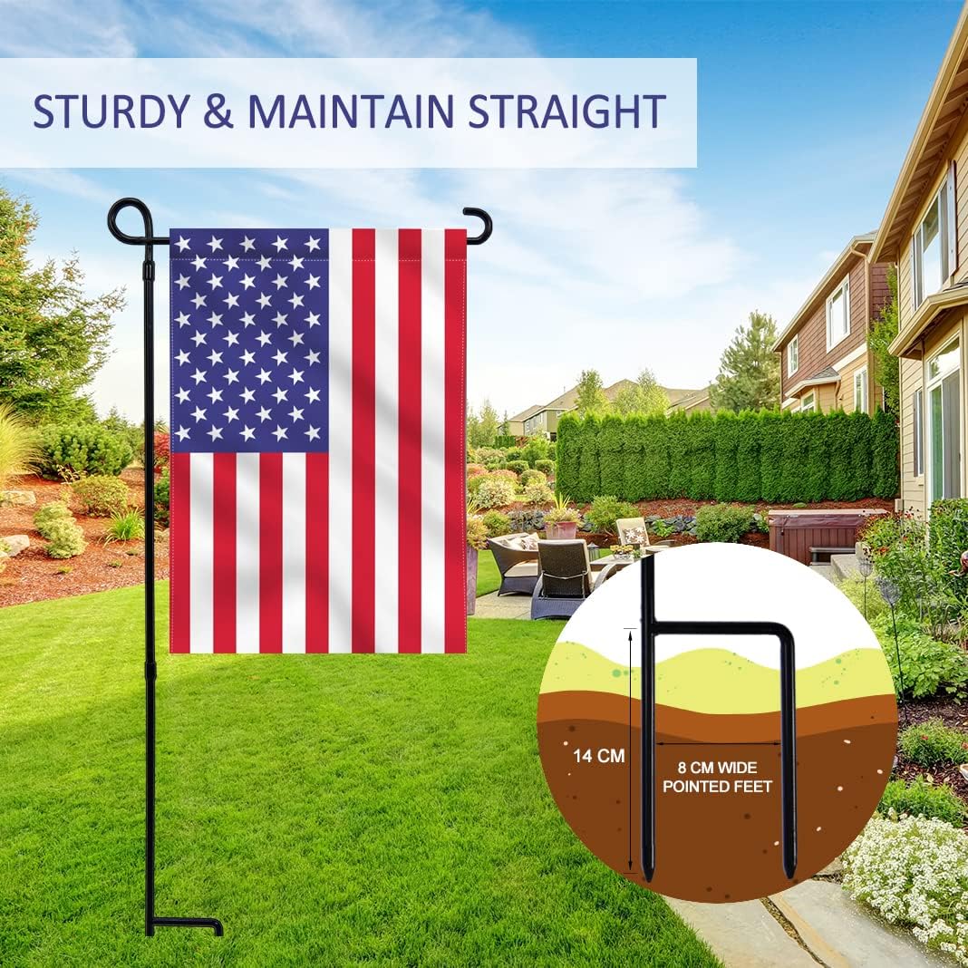 YEAHOME Garden Flag Stand - Weather-Proof Metal Holder for American & Christmas Flags | Durable Outdoor Decor