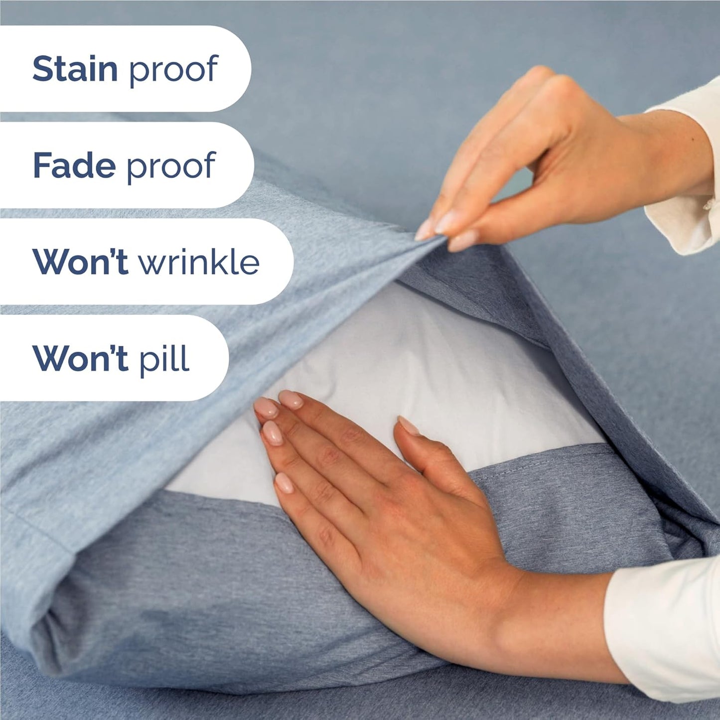 Skiennix Full Size 4-Piece Sheet Set - Comfy, Breathable & Cooling Luxury Bedding - Deep Pockets, Soft & Wrinkle-Free - Blue Heathered Design