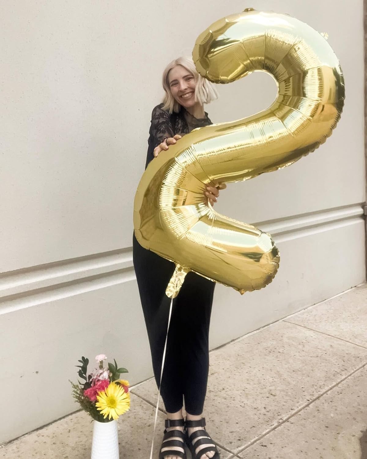 Light Gold Number 5 Balloon - 40 Inch Giant Foil Balloon for 5th Birthday Party Decorations