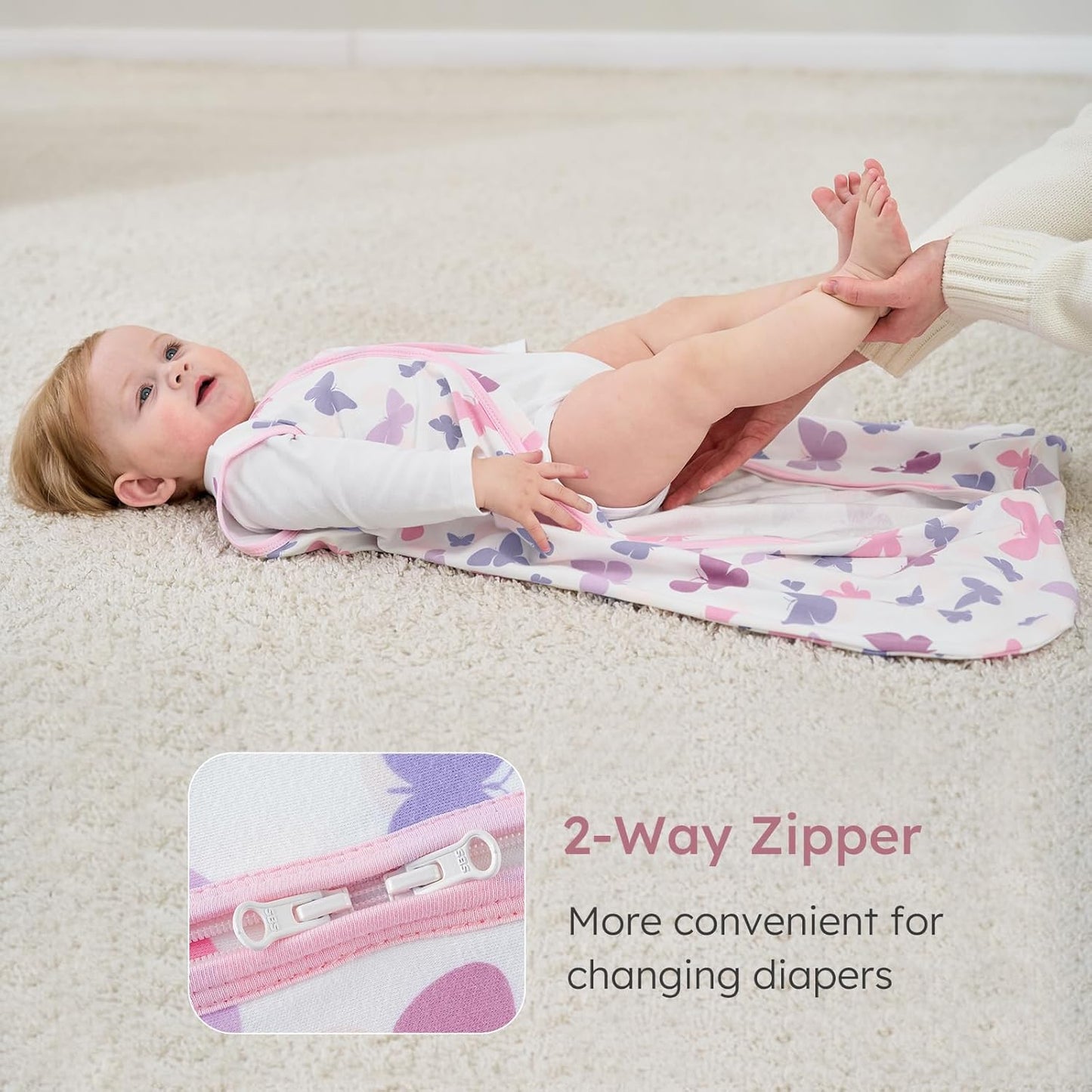 Yoofoss Baby Sleep Sack - 100% Organic Cotton Wearable Blanket | 0-6 Months, 2-Way Zipper, 3 Pack