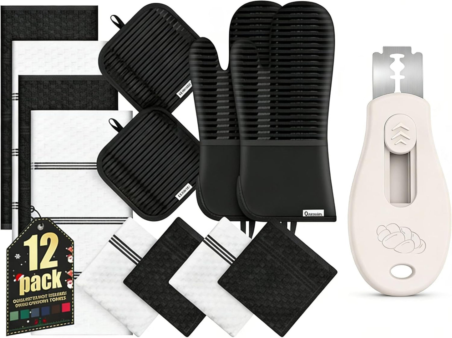 Skiennix Bread Lame Sourdough Scoring Tool Set - Includes Oven Mitts, Towels & Pot Holders