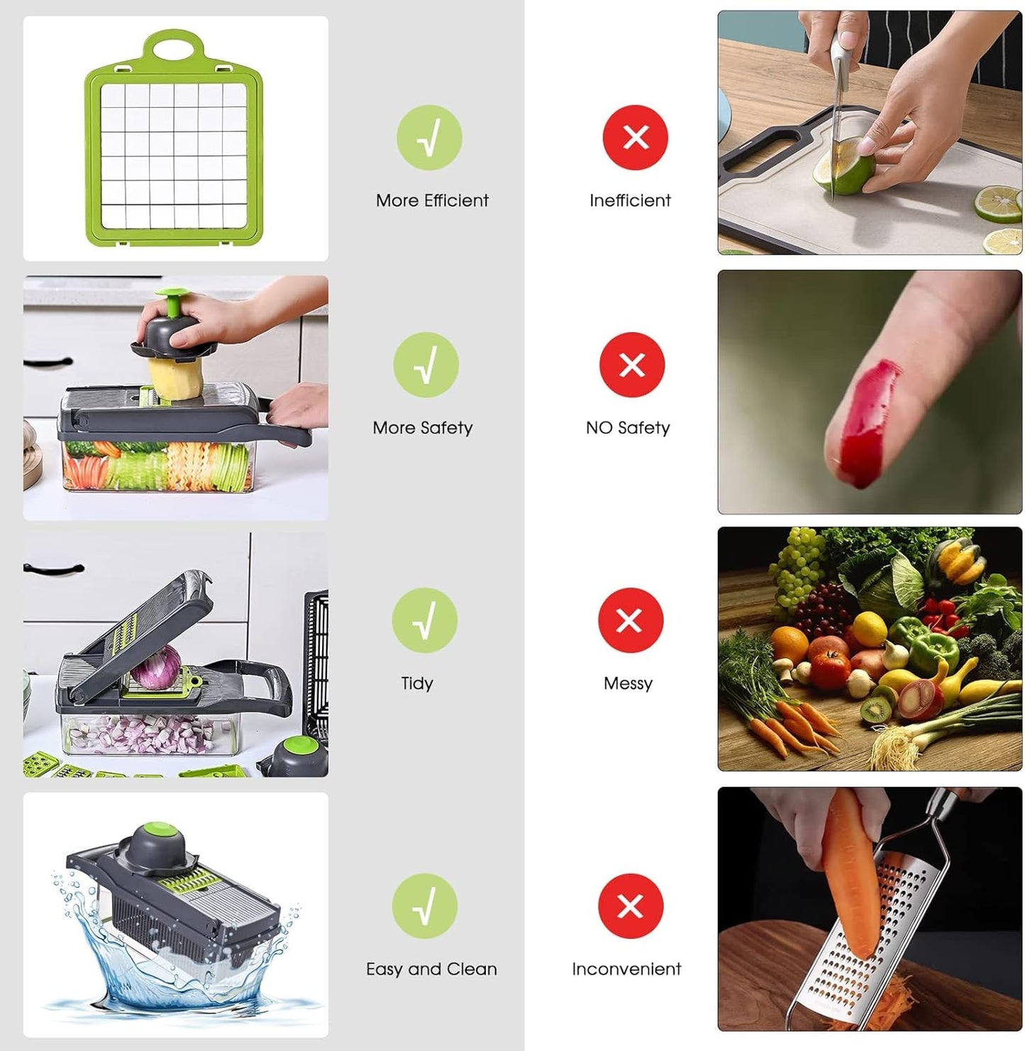 Skiennix Vegetable Chopper - 13-in-1 Slicer with 7 Blades & Spice Chopper Set | Versatile Veggie Dicer