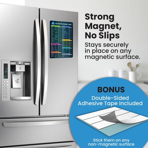 Air Fryer Magnetic Cheat Sheet Set - Air Fryer Accessories Cookbook - As Seen on the Today Show an Easy to Use AirFryer Time Chart Set - Strong Magnet Quick Reference Cooking Guide for Frying (Black)