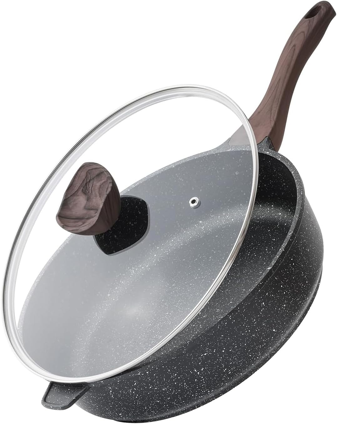 Kordisen Nonstick Deep Frying Pan - 12 Inch Large Skillet with Lid | 5 Qt Healthy Induction Cookware, PFOA Free