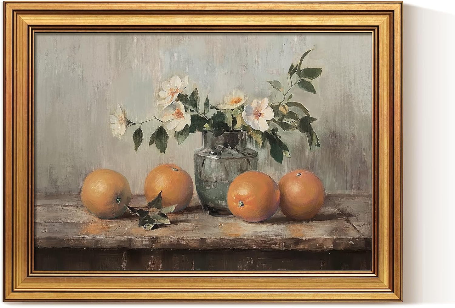 VIYYIEA Vintage Gold Framed Canvas Prints - Rustic Still Life Oranges Wall Art for Kitchen & Dining Room | 12x16 Inch