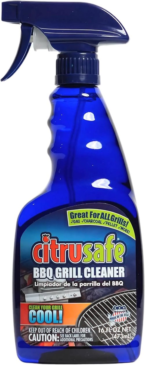 Citrusafe BBQ Grill Cleaner Spray - Heavy-Duty 16 OZ Cleaner for Burnt Food & Grease | Safe for All Grills