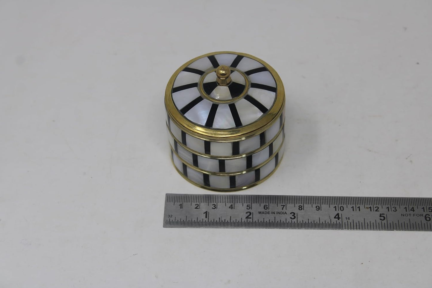 Decorative Jewelry Trinket Box Unique Gift For Home Décor Antique Metal Case with Mother of Pearl Sindoor Box/Coin Box (All Set Black)