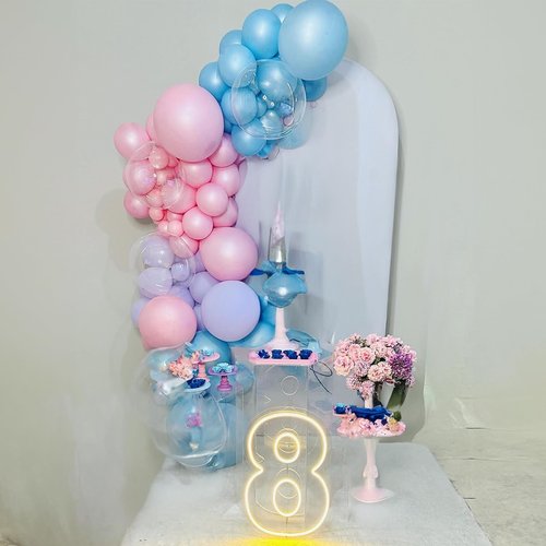 HILAVO Pink Purple Blue Balloon 60Pcs 12 Inch Metallic Pastel Balloon Iridescent Pearl Pink Blue Purple Party Balloons for Girls Mermaid Snowflake Princess Birthday Baby Shower Party Decoration