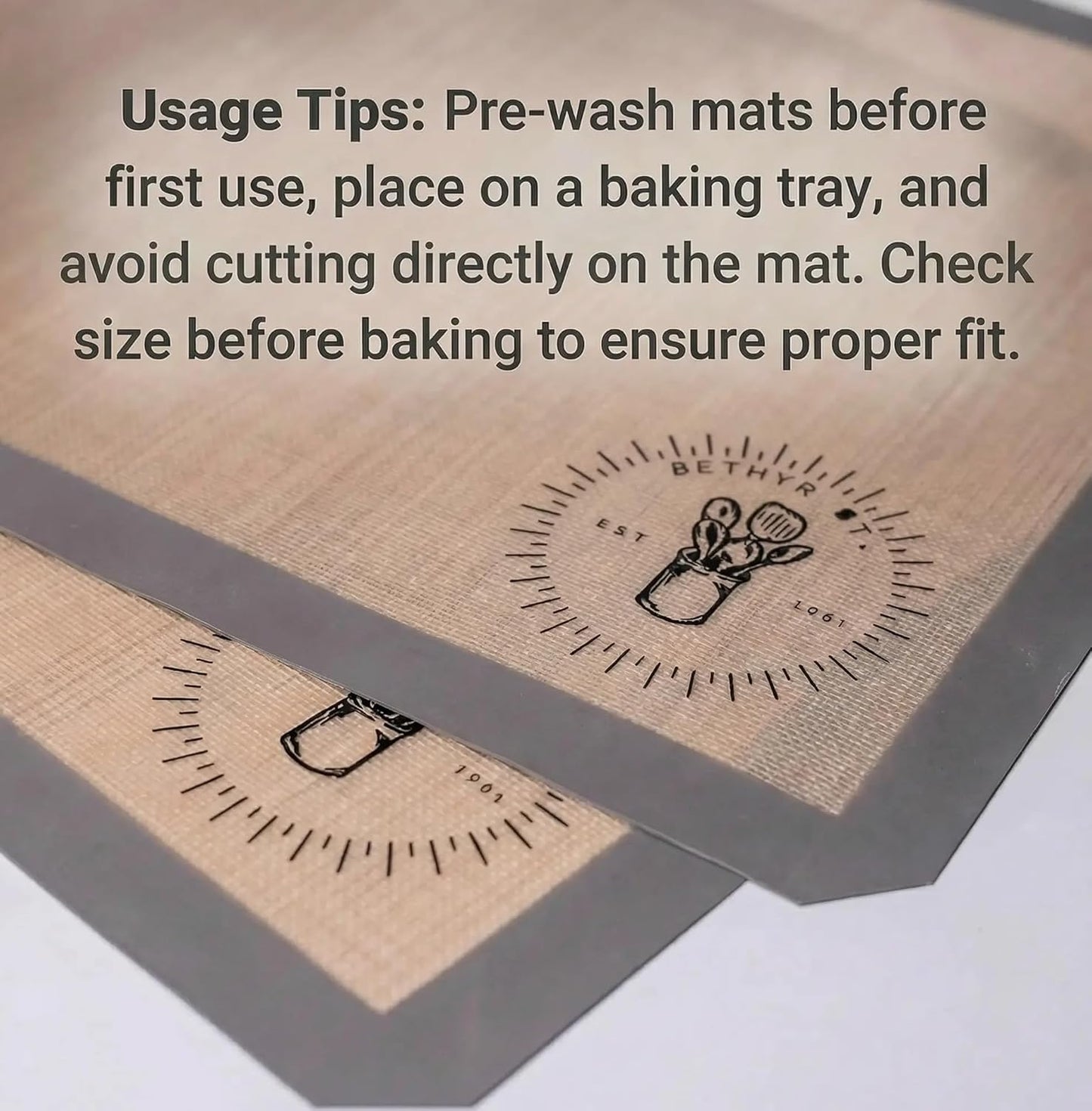 Silicone Baking Mats - Non-Stick Baking Sheet Liners, Oven Safe, Full Size 16 x 24 Inch (Pack of 2)
