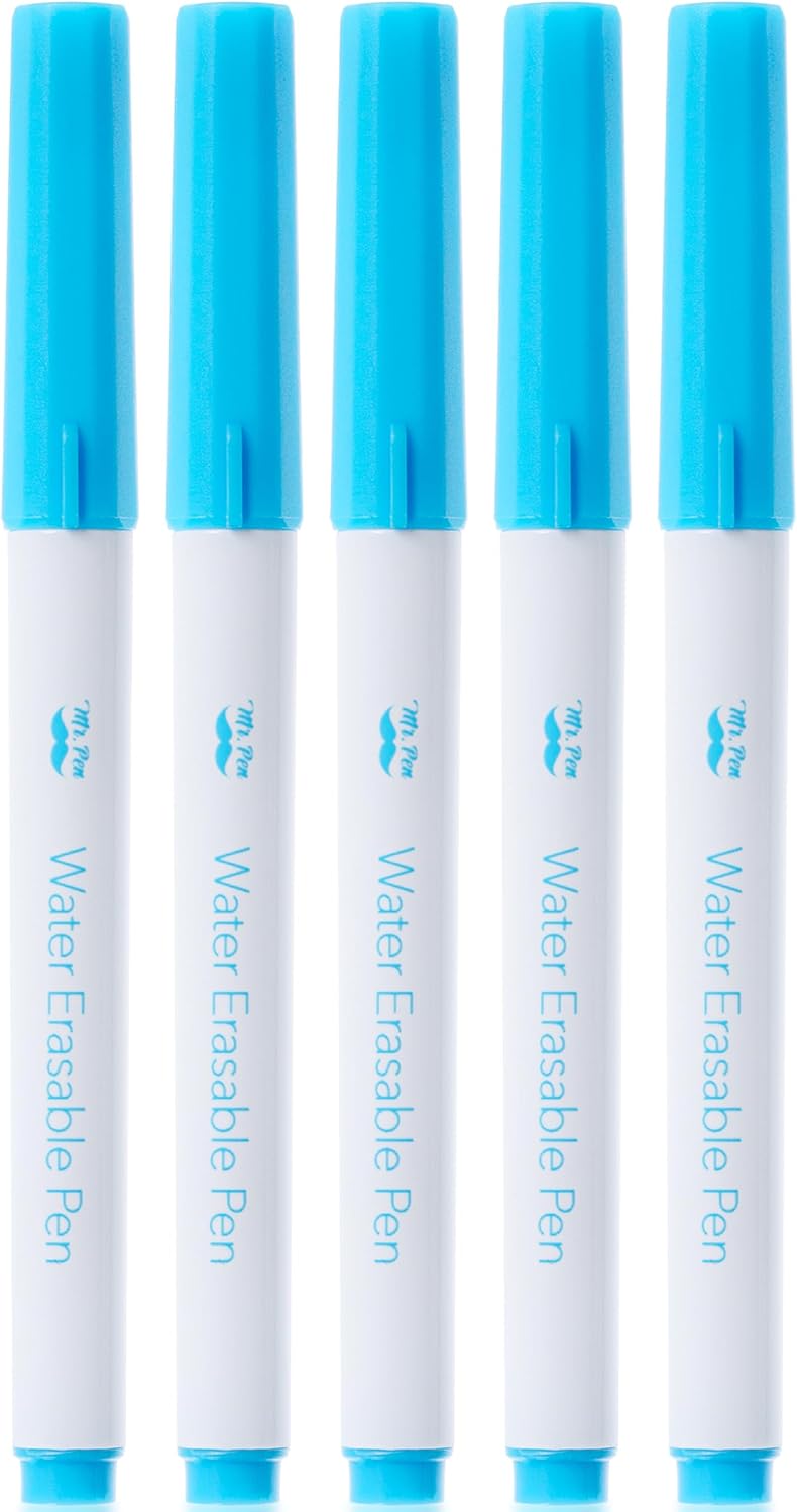 Mr. Pen Fabric Markers - Erasable & Water Soluble, 5 Pack in Blue | Perfect for Sewing Projects