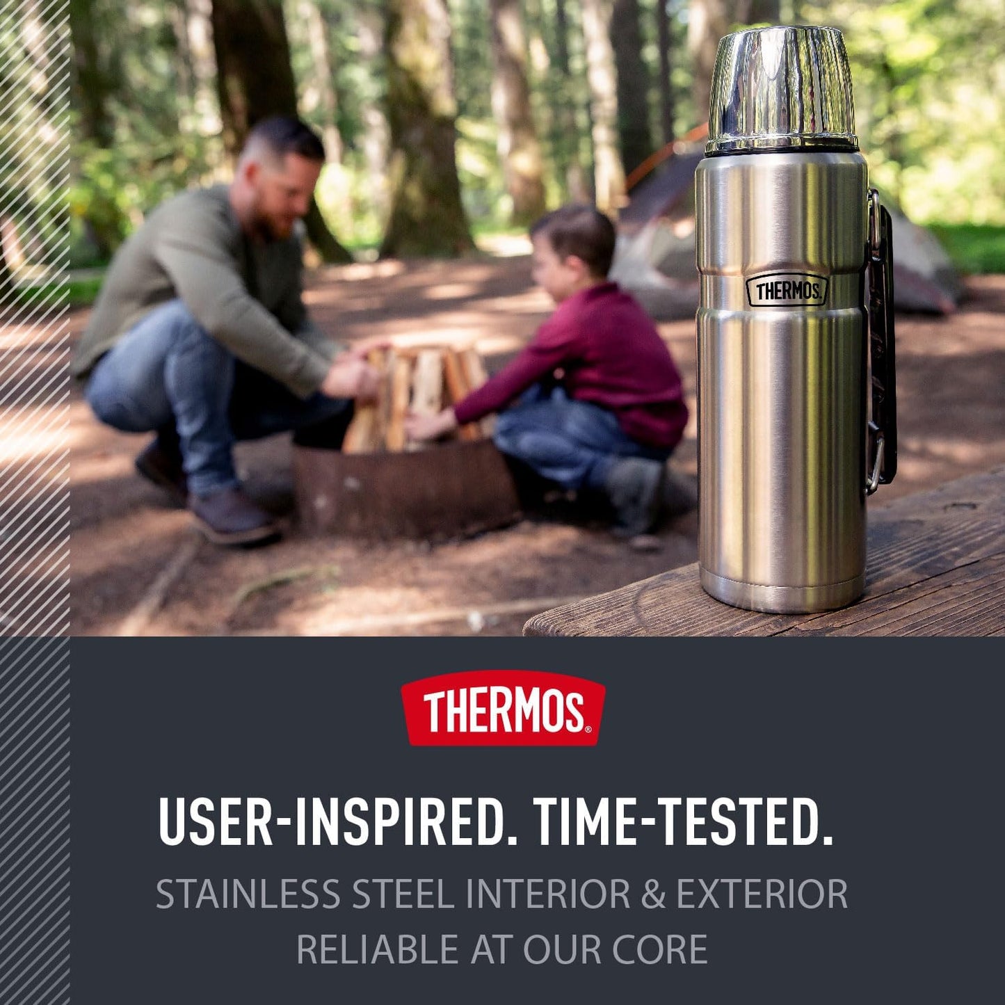 THERMOS Stainless King Vacuum-Insulated Beverage Bottle - 40 Ounce | Matte Stainless Steel Finish