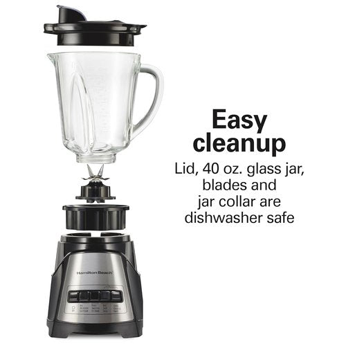 Hamilton Beach Power Elite Blender - 700 Watts, 12 Functions, 40 Oz Glass Jar - Black