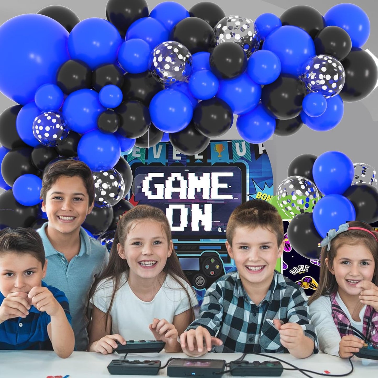 Royal Blue & Black Balloon Garland Arch Kit - Festive Balloons for Baby Shower & Graduation Celebrations