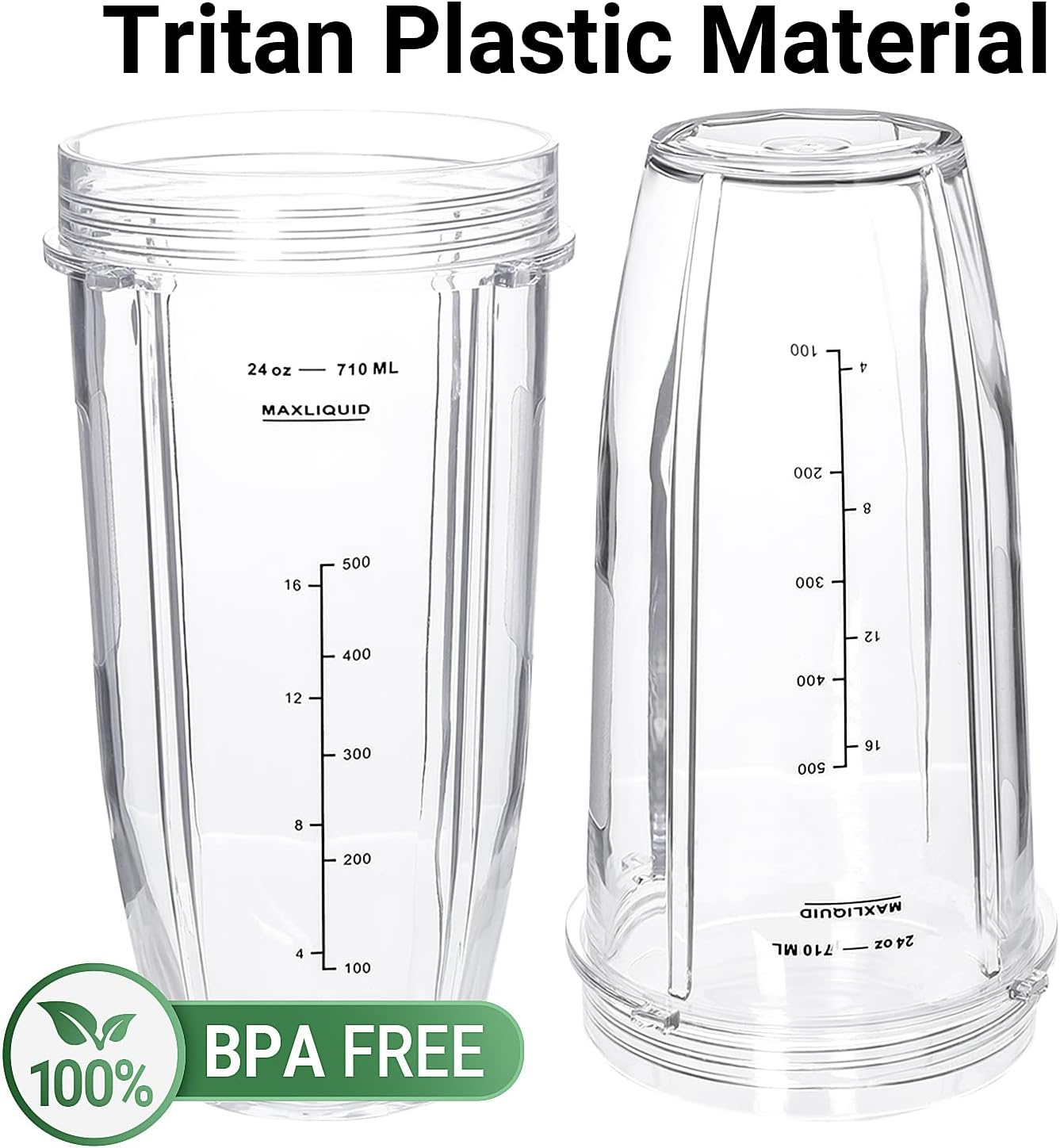 Ninja Replacement Blender Cups - 24 Oz with Lids (2 Pack) for Auto iQ Models & Foodi Blenders