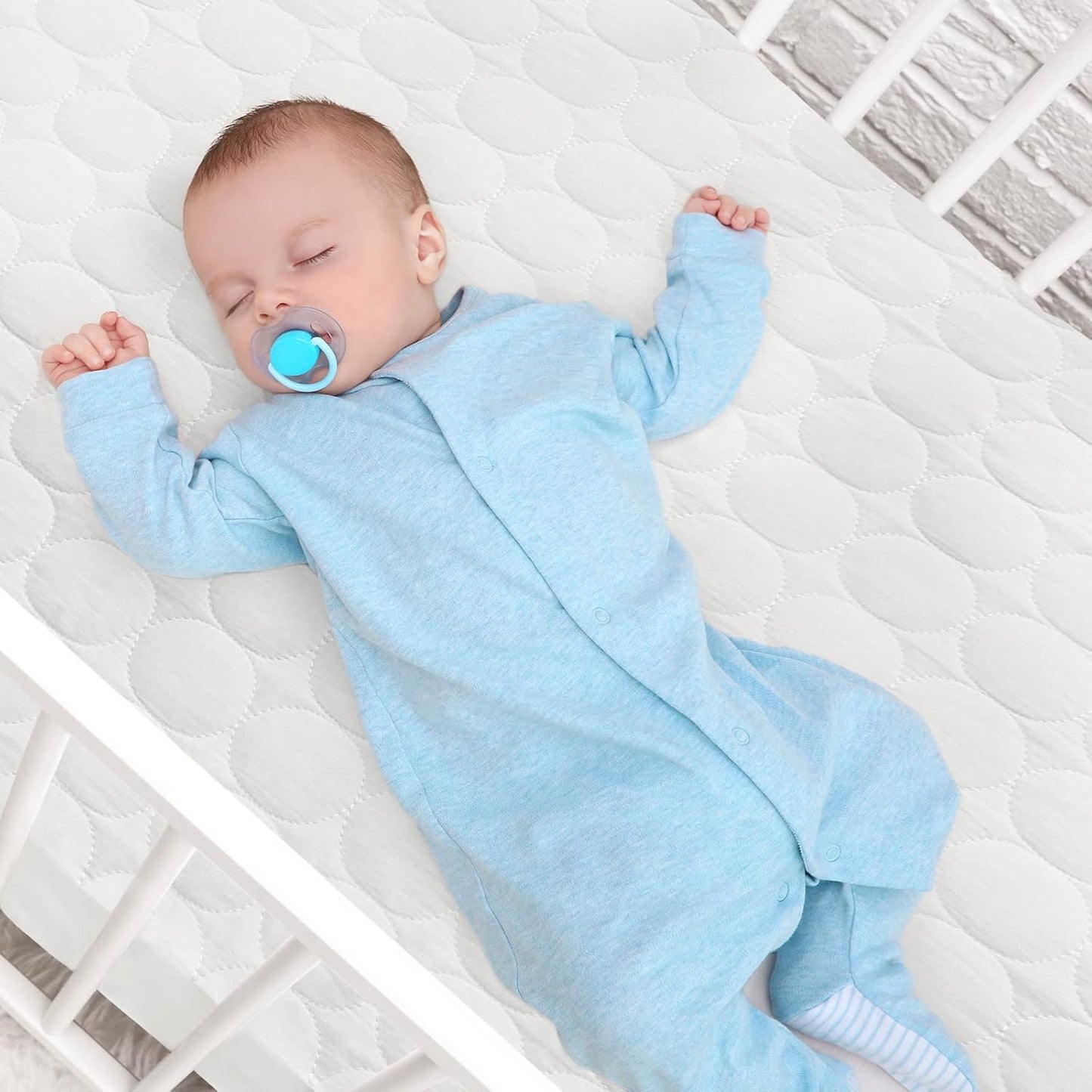 Skiennix Crib Mattress Protector Sheets - Waterproof Quilted Pad Cover, 52” x 28”, White | 2 Pack