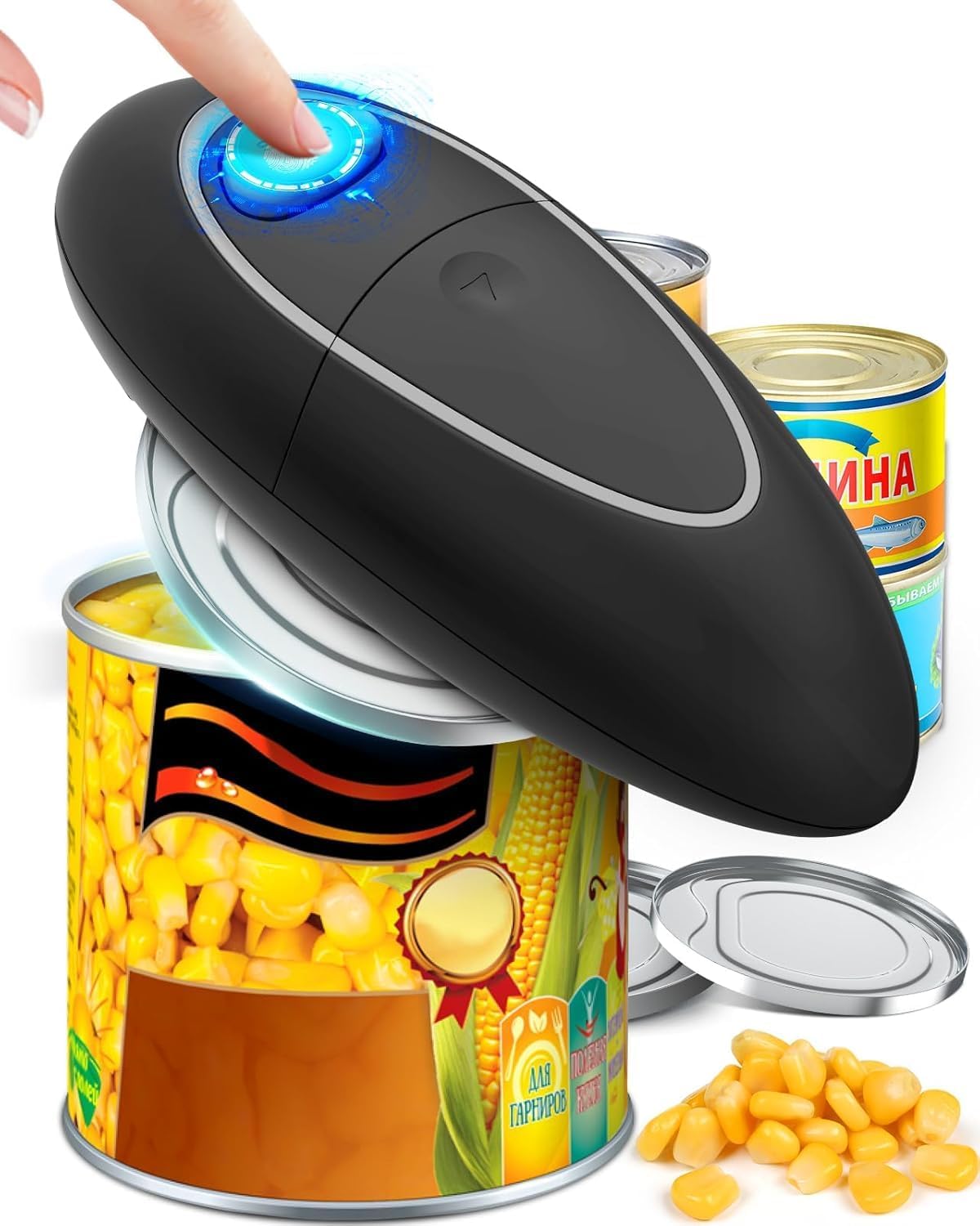 One Touch Electric Can Opener - Battery Operated, Smooth Edge Design | Fits All Can Sizes for Seniors