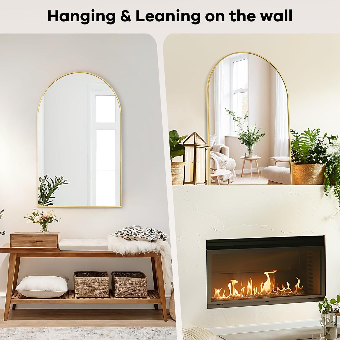 Gold Arched Bathroom Mirror - 20x30 Gold Mirror Arch Framed for Wall, Over Sink Mantel Vanity Mirrors Decorative for Dresser, Firplace