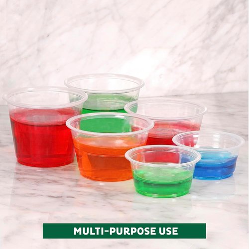 Freshware Portion Cups with Lids - 4-Ounce Plastic Containers for Souffle, Sauce, Snacks | 100 Sets, BPA Free