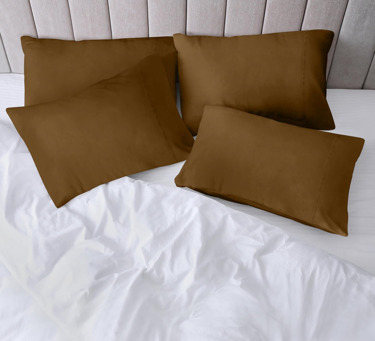 Utopia Bedding King Pillow Cases - 4 Pack Soft Brushed Microfiber - Fade Resistant 20 X 40 Inches | Mocha