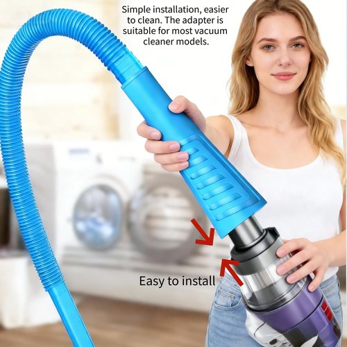 Dryer Vent Cleaner Kit - Universal Vacuum Hose Attachment & Lint Brush, Effectively Clean Clogged Dryer Ducts, Fit Most Vacuums for Dryer, Refrigerator Coils & Behind Appliances (Blue)