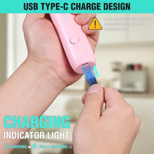 HAUSHOF Rechargeable Milk Frother Wand - Handheld Electric Foam Maker with Stand & Detachable Whisk | Pink